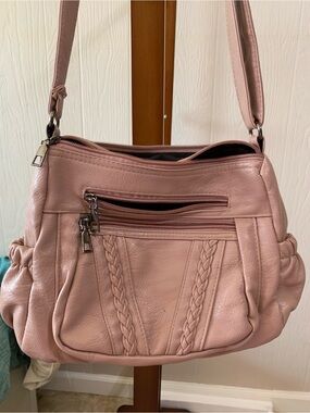 Blush Pink Braided Detail Shoulder Bag